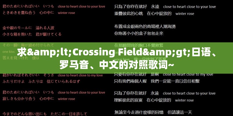 求<Crossing Field>日语、罗马音、中文的对照歌词~