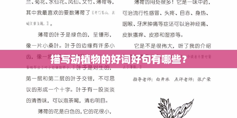 描写动植物的好词好句有哪些？