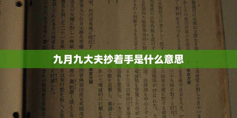 九月九大夫抄着手是什么意思