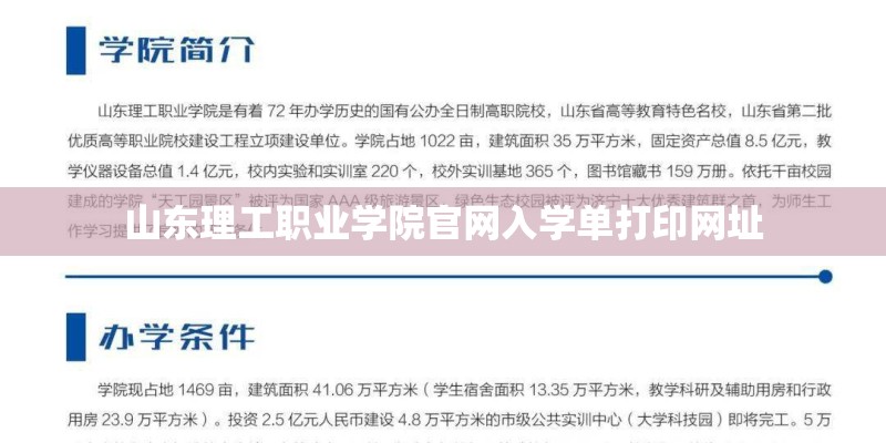 山东理工职业学院官网入学单打印网址 山东理工职业学院官网入学单打印网址